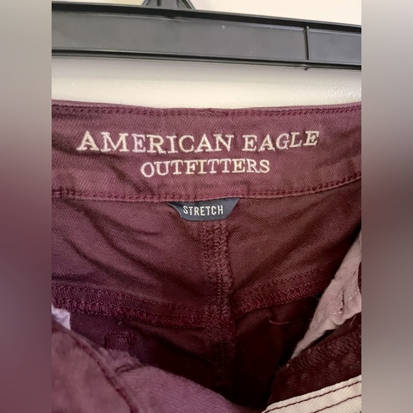 American Eagle Outfitters, maroon/burgundy shortie distressed shorts, size 6 - Picture 2 of 4
